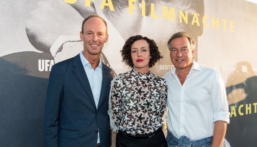 Filmpatin Maria Schrader mit Thomas Rabe und Nico Hofmann | | © Bertelsmann