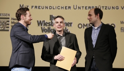 Murnau-Kurzfilmpreis für DONALD: Sven Voss, Daniel Acht und Sebastian Wehner (v.l.n.r.) bei der Verleihung