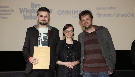 Murnau-Kurzfilmpreis für RISING HOPE: Milen Vitanov, Vera Trajnova und Dennis Rettkowski (v.l.n.r.) bei der Verleihung