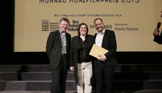 Murnau-Kurzfilmpreis für BEIGE: Ernst Szebedits, Andrea Schütte und Dirk Decker (v.l.n.r.) bei der Verleihung