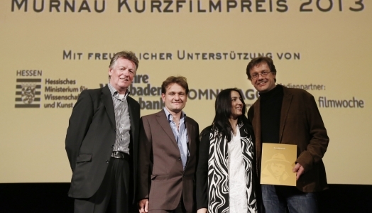 Murnau-Kurzfilmpreis für DAS MÄDCHEN AUS GORI: Ernst Szebedits, Andi Preisner, Eka Papiashvili und Carsten Böhnke (v.l.n.r.)